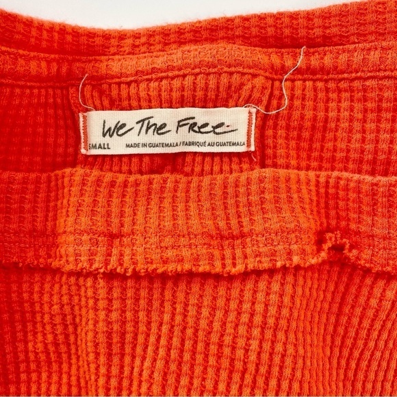 Free People Snowy Thermal in Heatwave Orange Oversized Lightweight Boho Top S - Picture 11 of 12